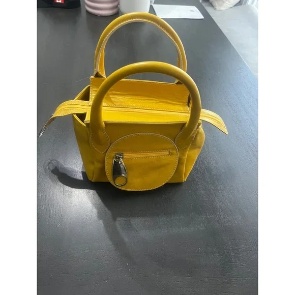 Regina‎ Yellow Genuine Leather Mini Top Handle Bag Made in Italy - Picture 5 of 14